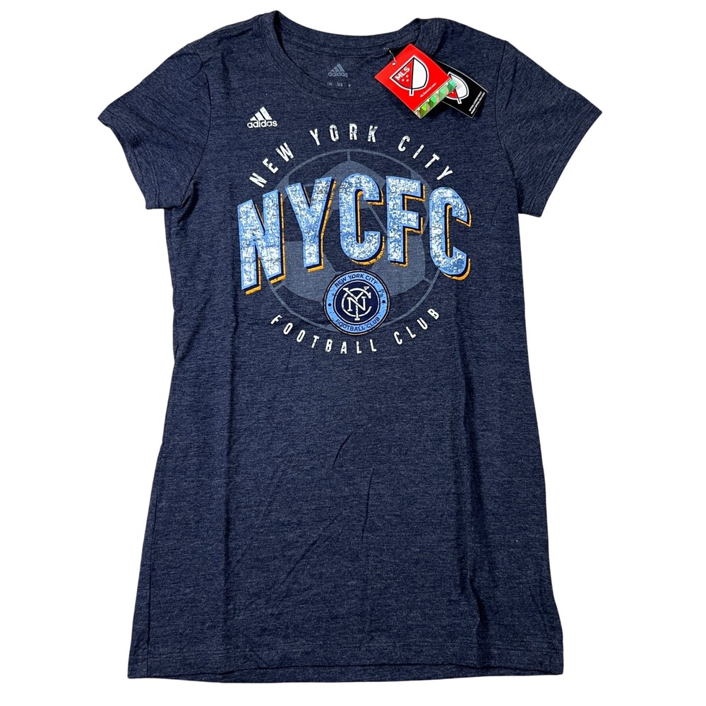 Adidas NYCFC New York City Football Club MLS Womens T-Shirt Navy Small